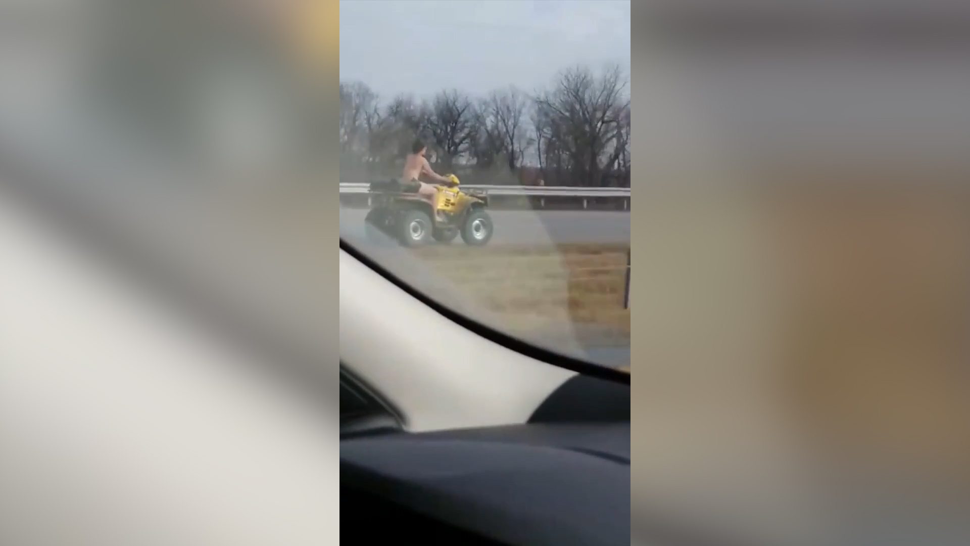 Police pursue naked man riding ATV