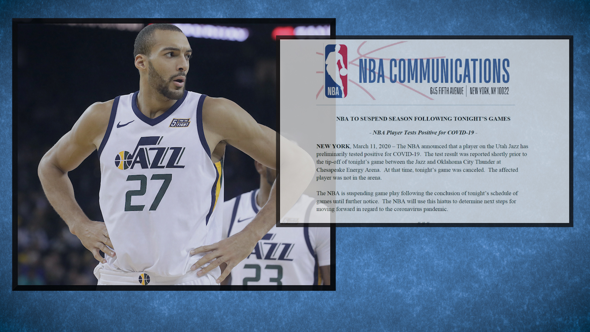 NBA suspends season after Jazzs Rudy Gobert tests positive for coronavirus 