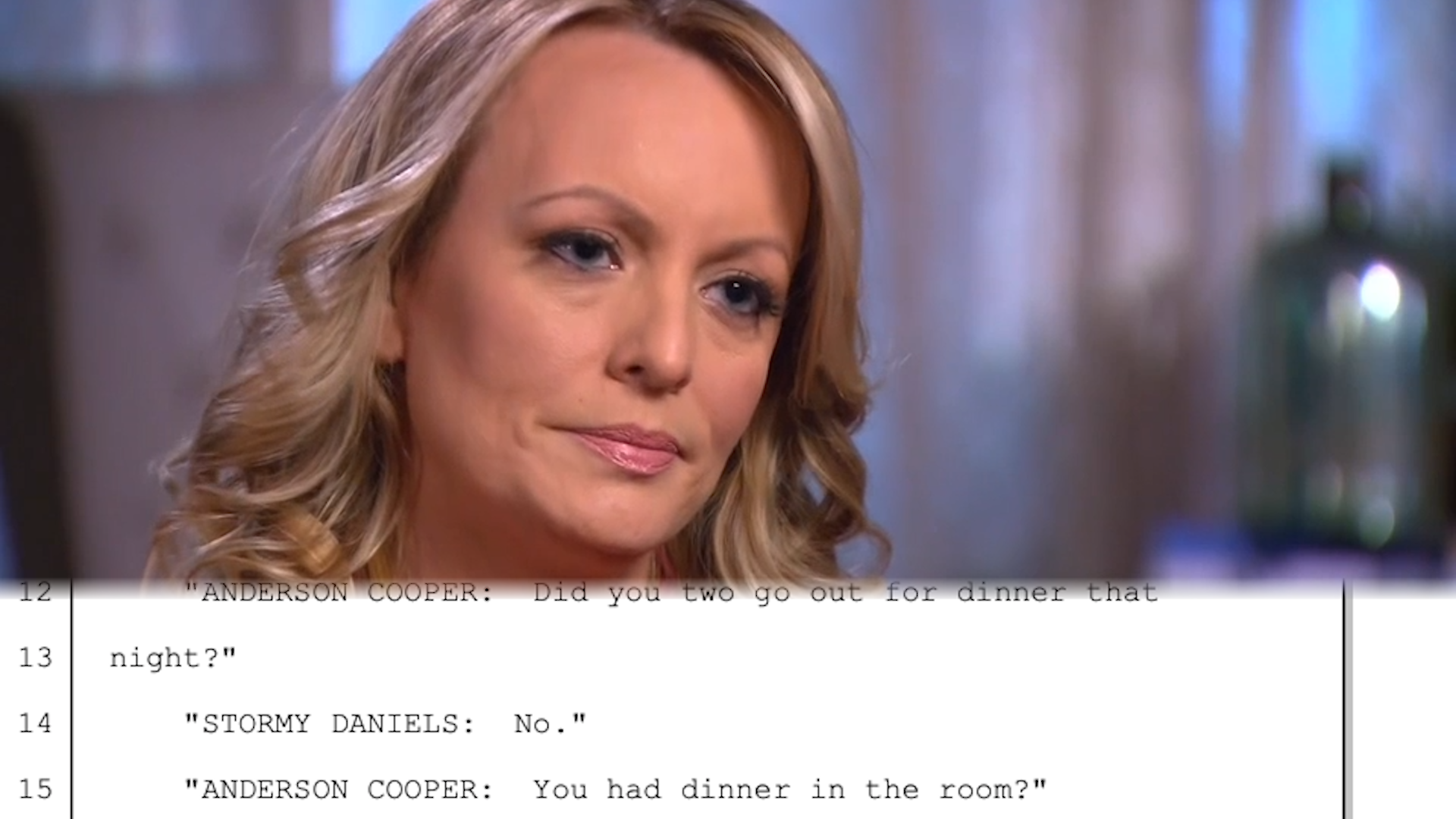 Anderson Cooper asks Stormy Daniels about dinner with Trump