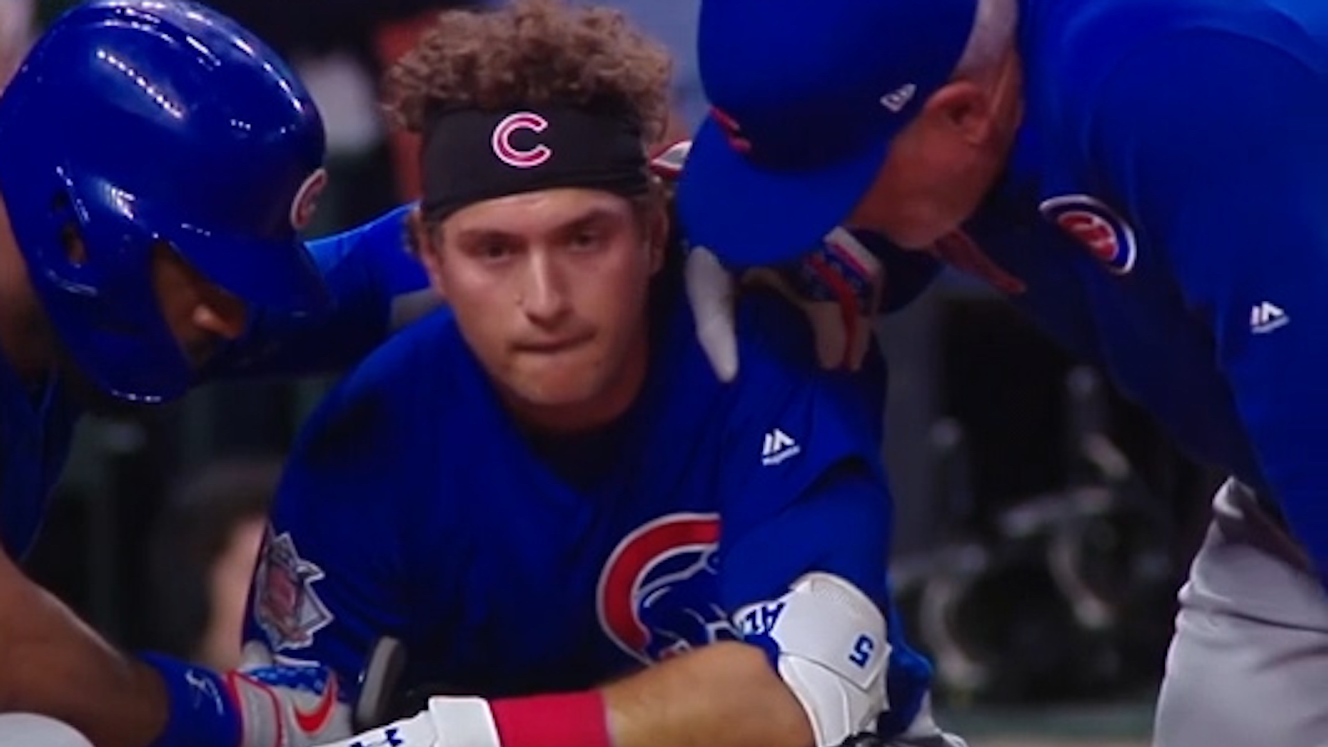 A foul ball hit by Chicago Cubs' Albert Almora Jr. injures a child