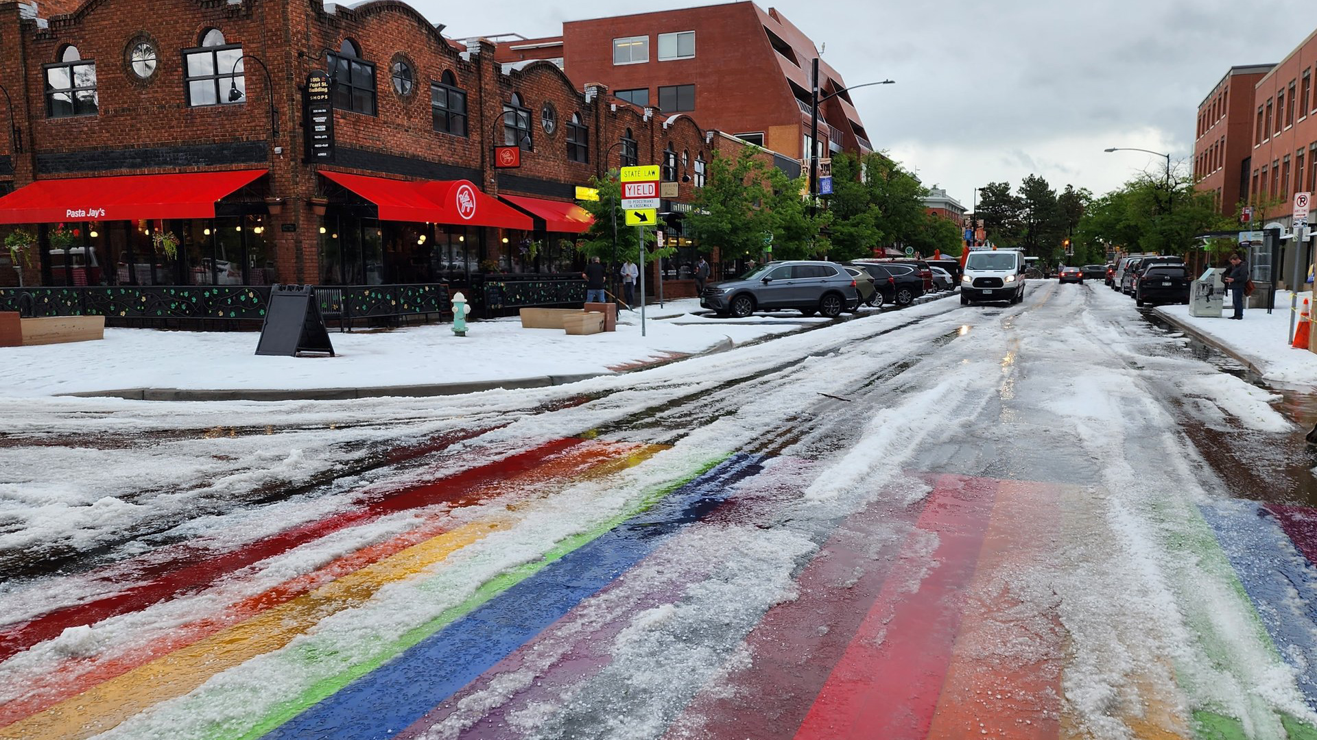 Severe storms brought flooding and large amounts of hail to the Denver