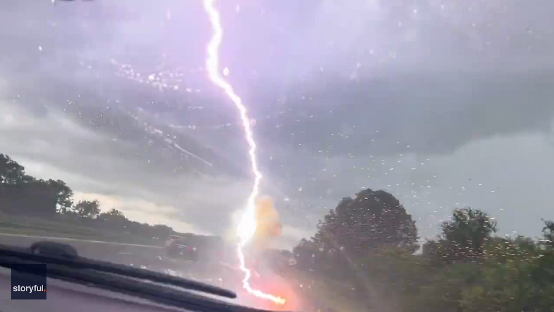Video captures intense lightning bolt hitting car - The Washington Post