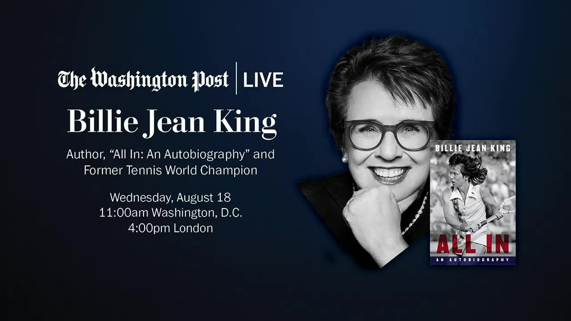 All In An Autobiography” with Author Billie Jean King