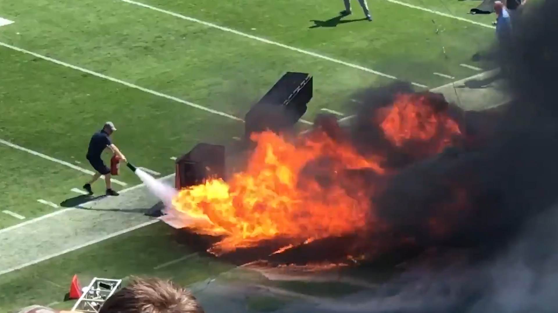 Fire erupts on field before game between Colts and Titans in Tennessee