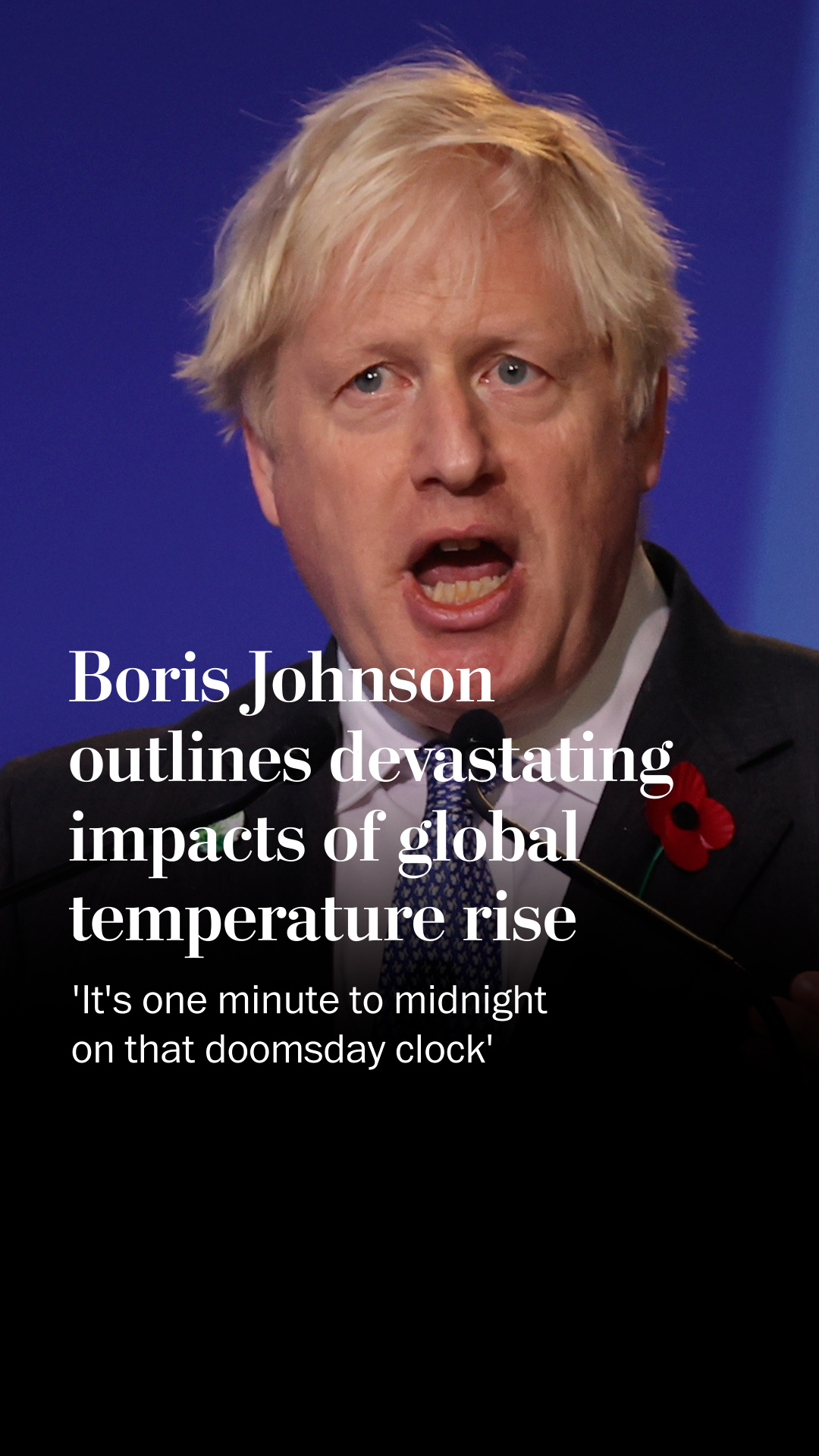 Boris Johnson outlines devastating impacts of global temperature rise