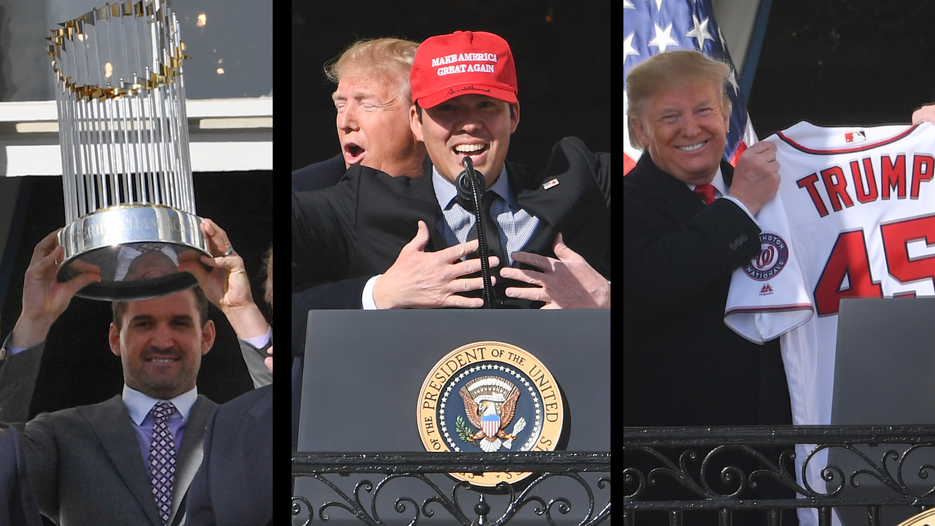 Nationals' Kurt Suzuki wears MAGA hat, receives Trump hug during White House  celebration - The Washington Post