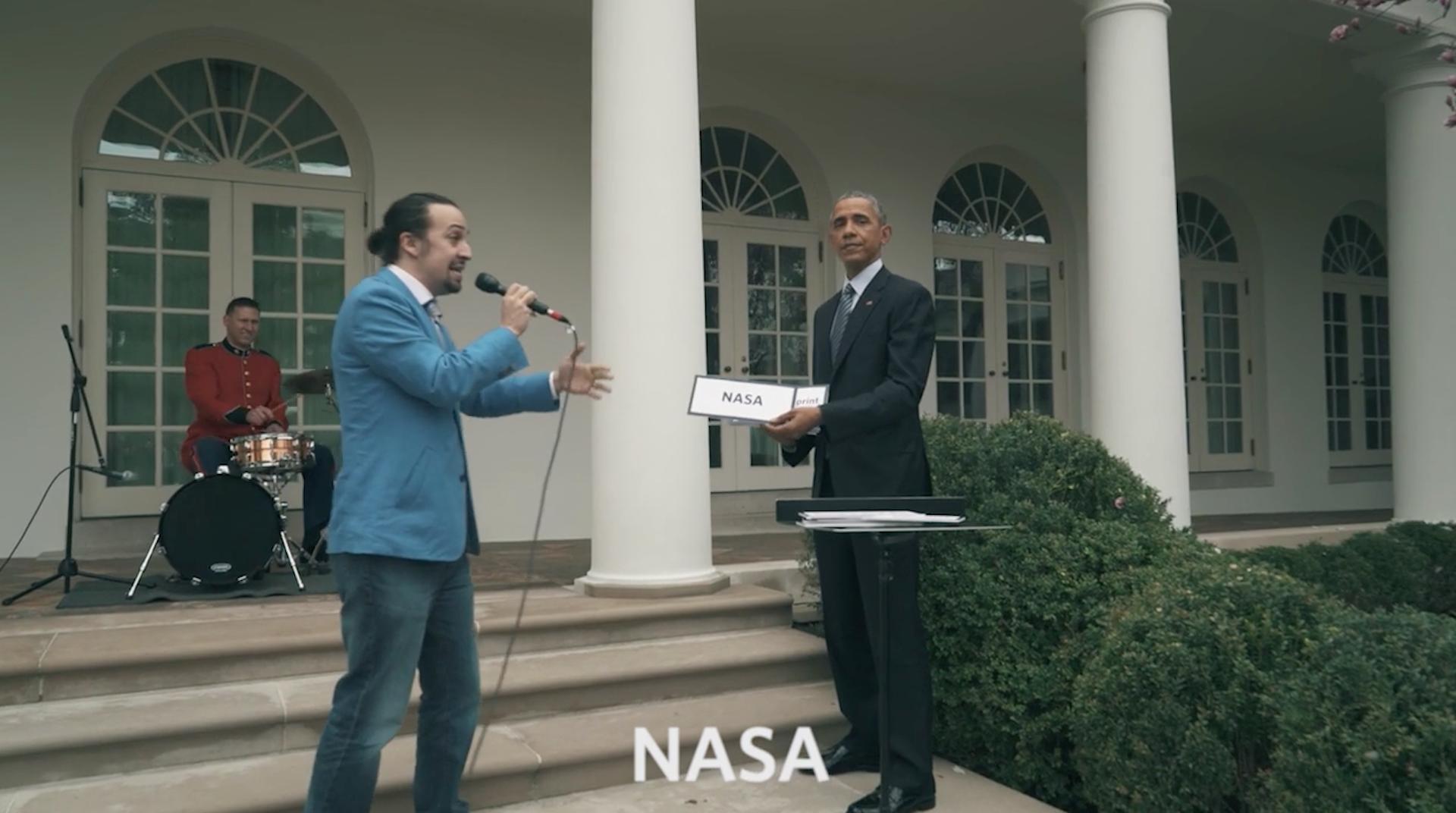 Watch Lin Manuel Miranda freestyle with President Obama